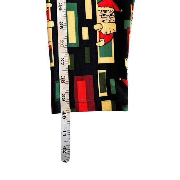 LuLaRoe Women's Black Green & Red Santa Clause Tights - Picture 6 of 7